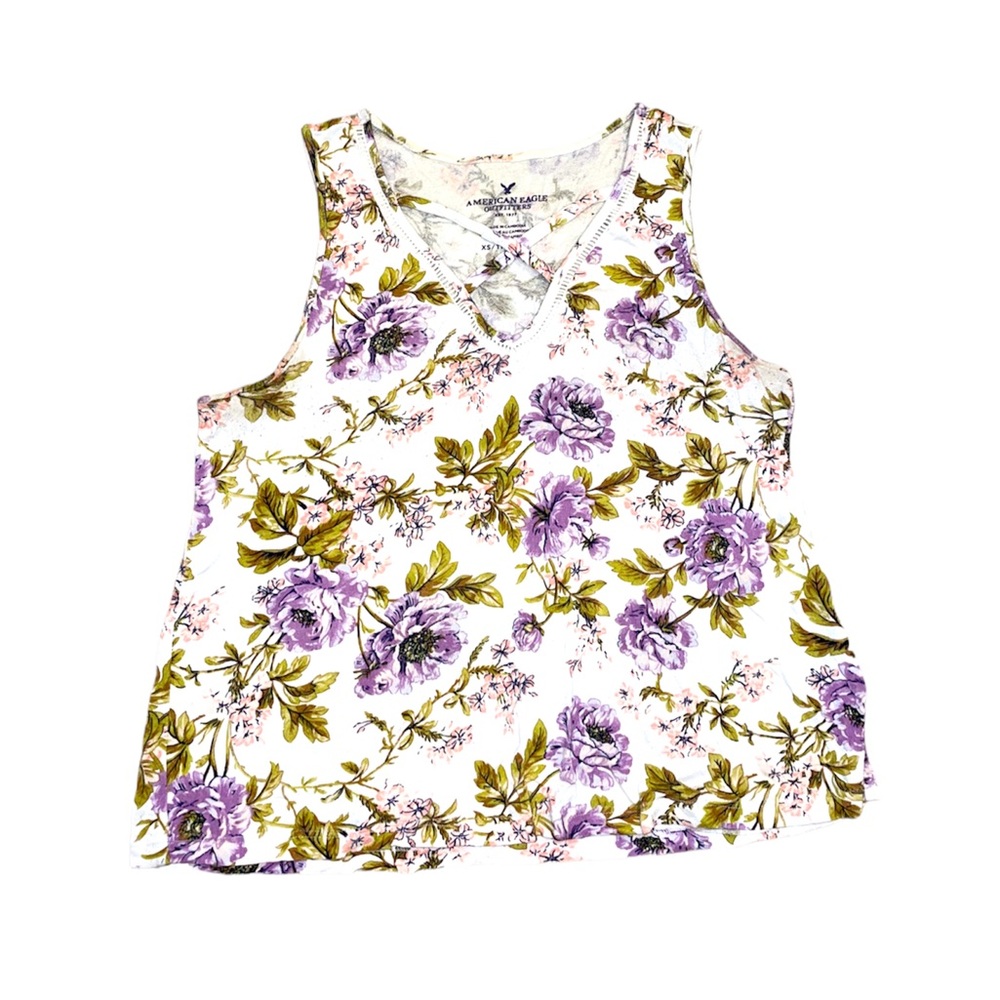 American Eagle Floral Crisscross Tank Top